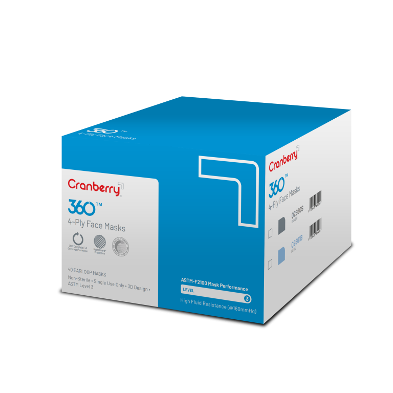 Cranberry 360 4 Ply Earloop Face Mask