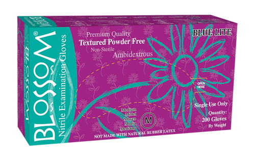 Blossom Lite Blue Nitrile Powder-Free Exam Gloves